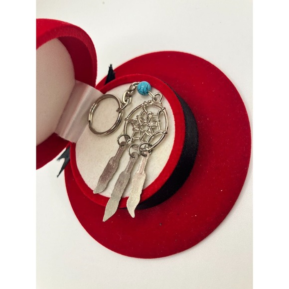 Dreamcatcher Turquoise Bead Silver-Tone Feathers Keychain! - Picture 3 of 4